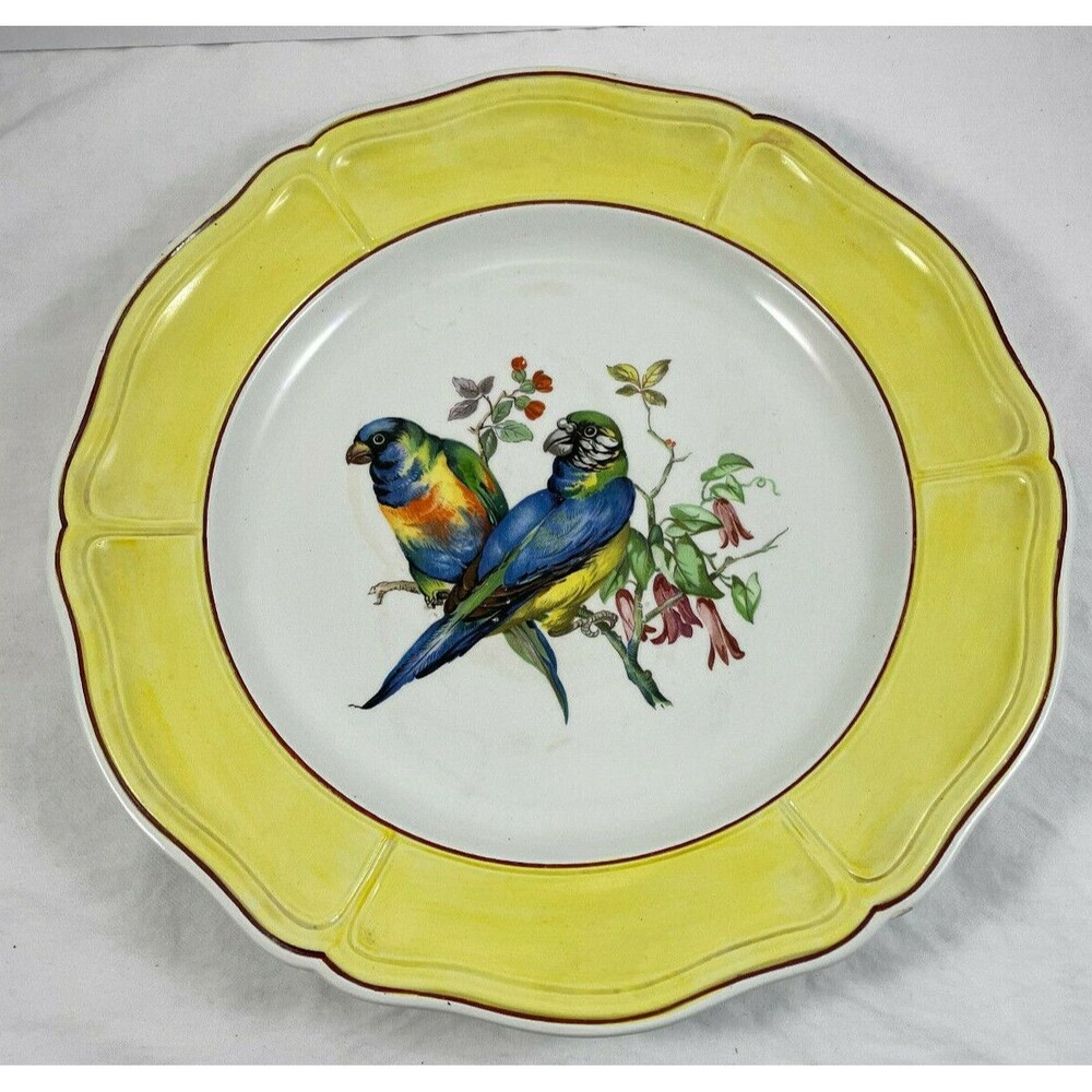 Mottahedeh Aviary Birds Charger Platter Yellow Parakeet Italy Chop Plate 12 5/8"